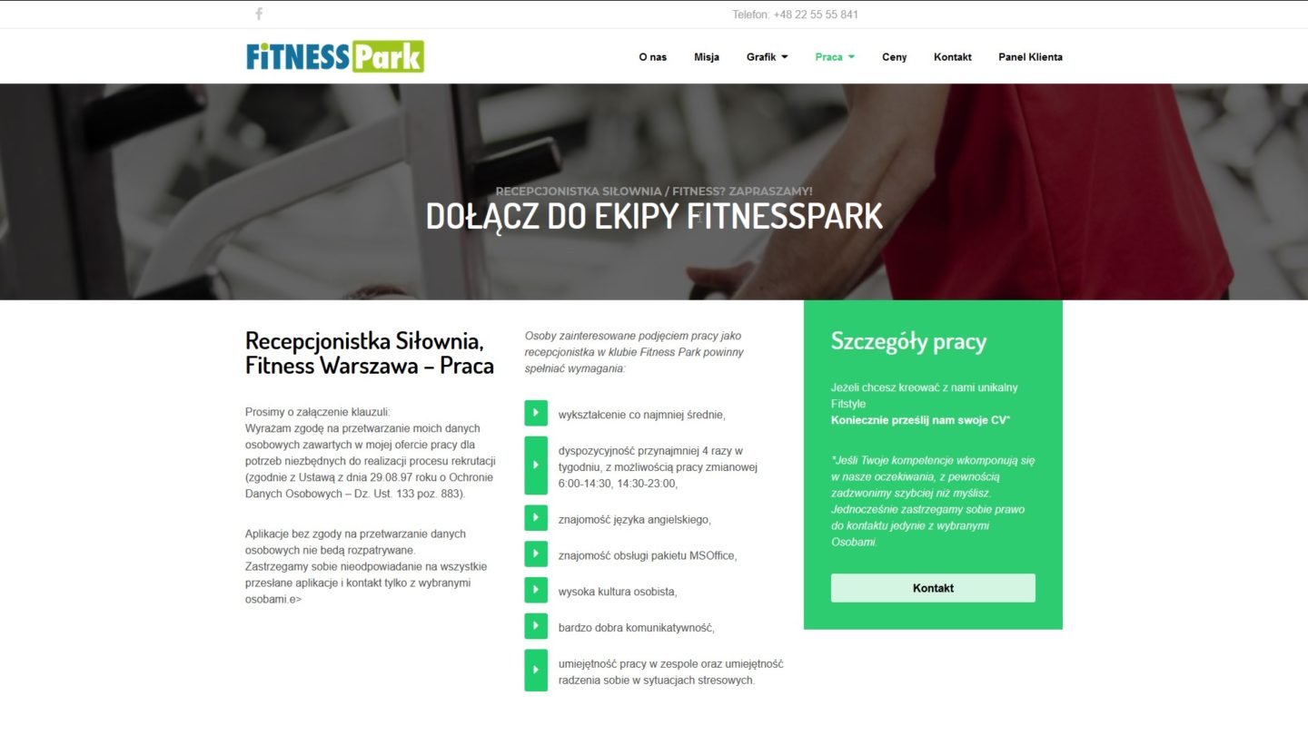 Recepcjonistka Siłownia, Fitness Warszawa – Praca – Mozilla Firefox 2019-08-21 15.51.32